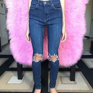 FREE PEOPLE busted knee skinny jeans